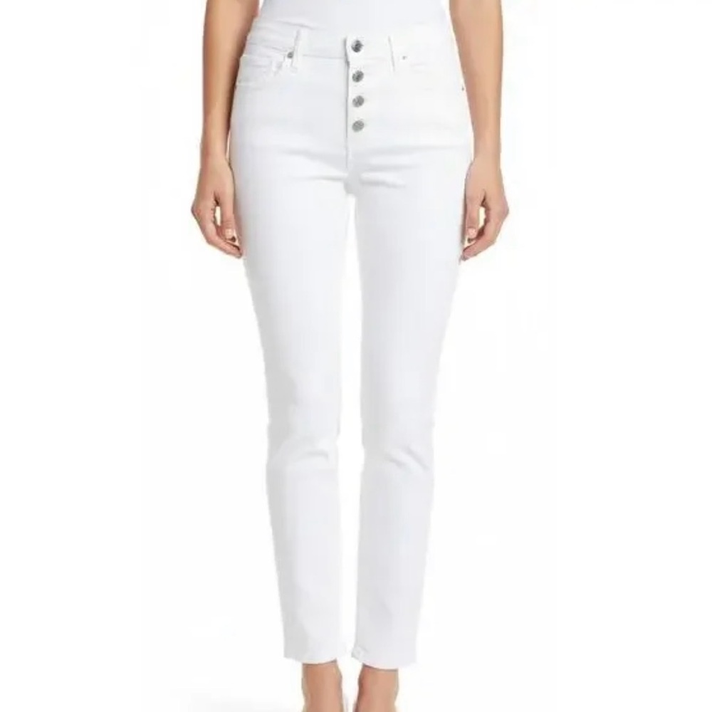 Madewell 10” High-Rise Skinny Crop Jeans in Pure White: Button-Front Edition